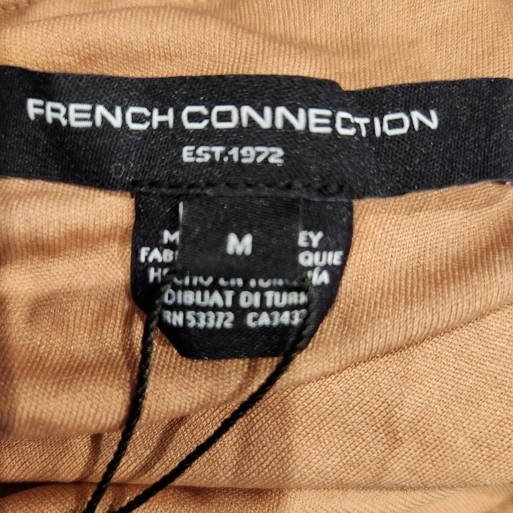 FRENCH CONNECTION Toni Ruched Mesh Long Sleeve Bodycon Mini Dress Blush Size‎ M